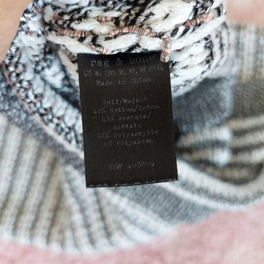 Rag and Bone Striped Metallic Long Sleeve Sweater‎ Size Small